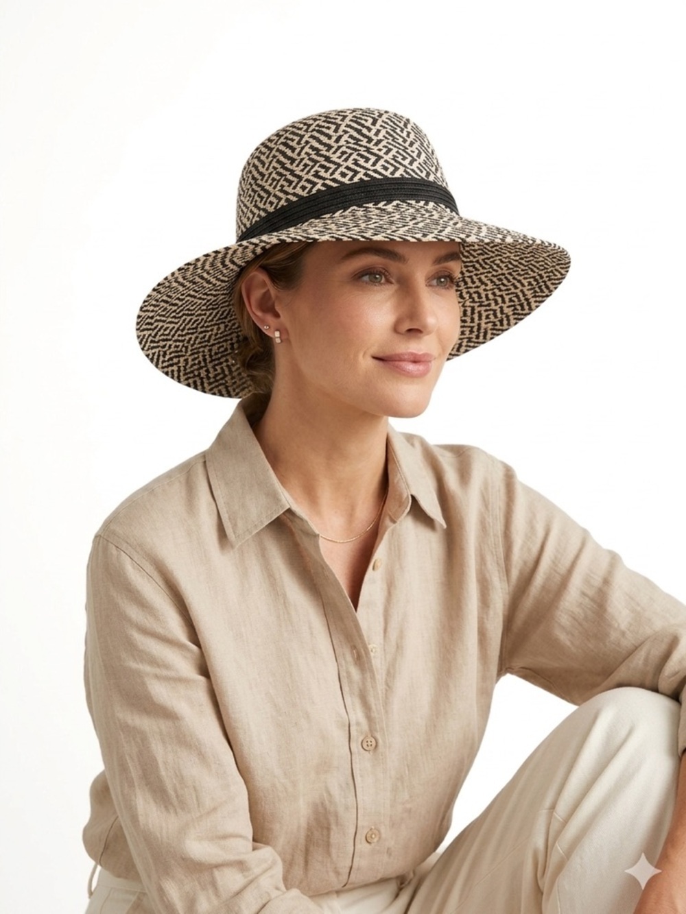 Sonoma Wide Brim Straw Hat Black Natural Sun Hat Resort Beach Chic